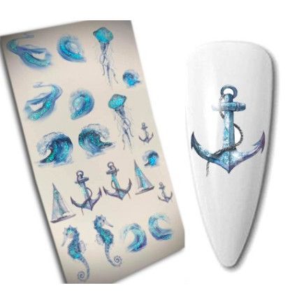 Pegatinas Al Agua Anclas Con Brillantes